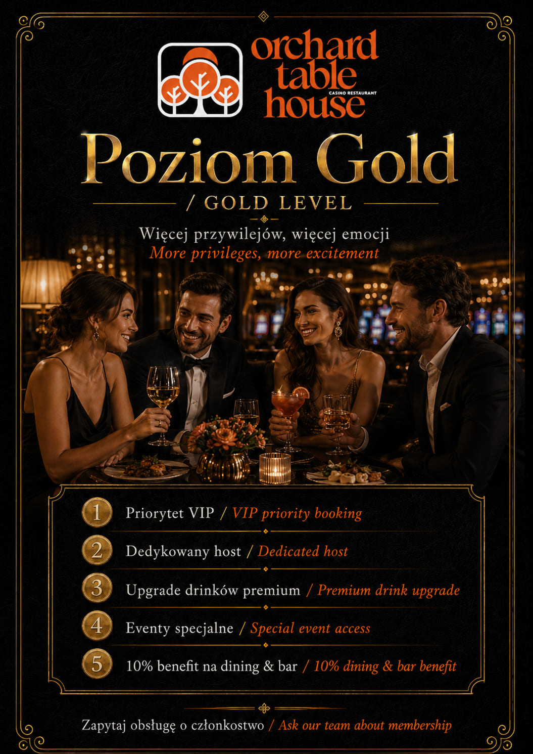 Karta członkowska Gold — program VIP Orchard Table House